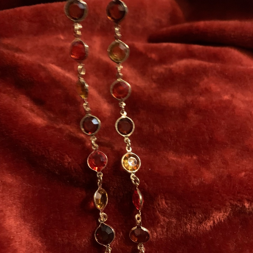 Liz Claiborne Vibrant gold tone Necklace with multi colored glass stones